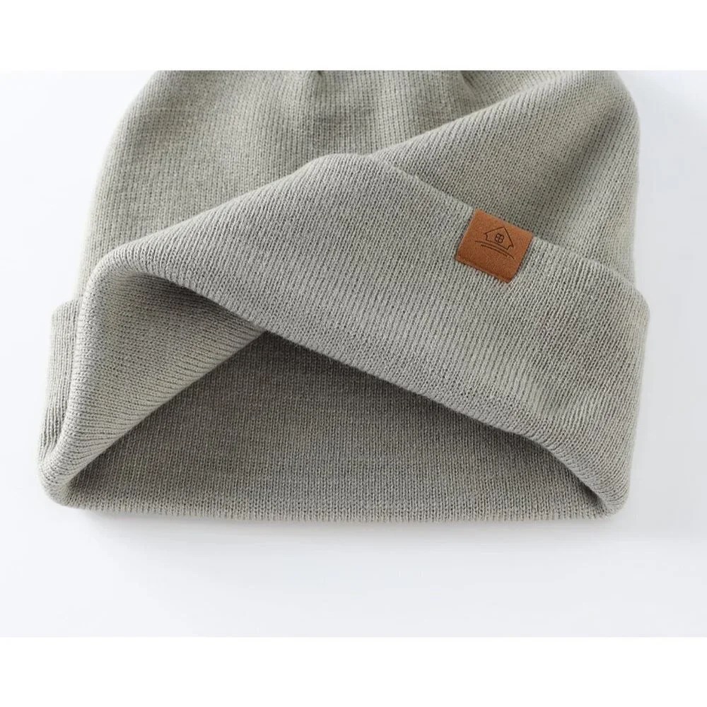 Men Sage Green Winter Hats Acrylic Knit Cuff Beanie Cap Warm Women Beanie Hat